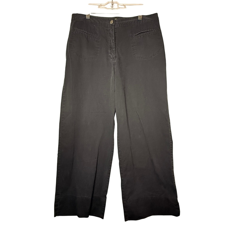 Linden Hill Black Cotton Wide Leg Cropped Pants Womens 12 High Rise